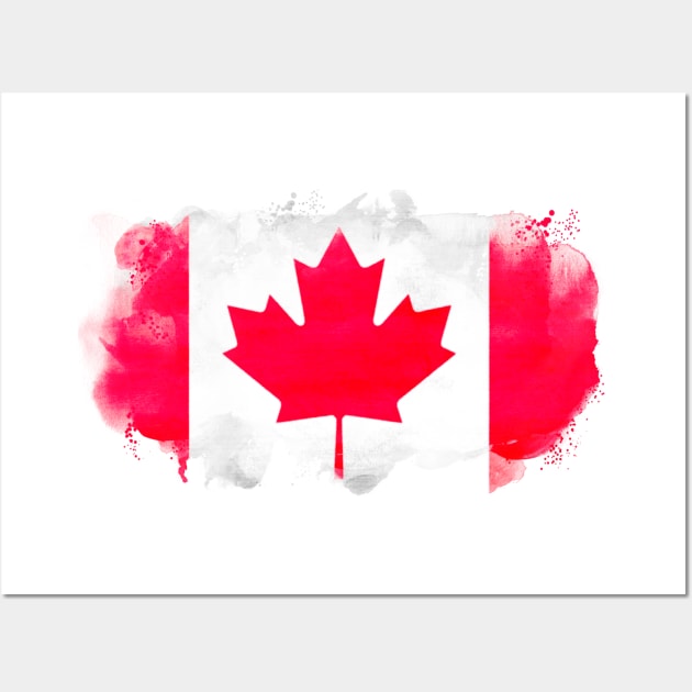 Canadian watercolor painting flag Wall Art by Mig's Design Shop